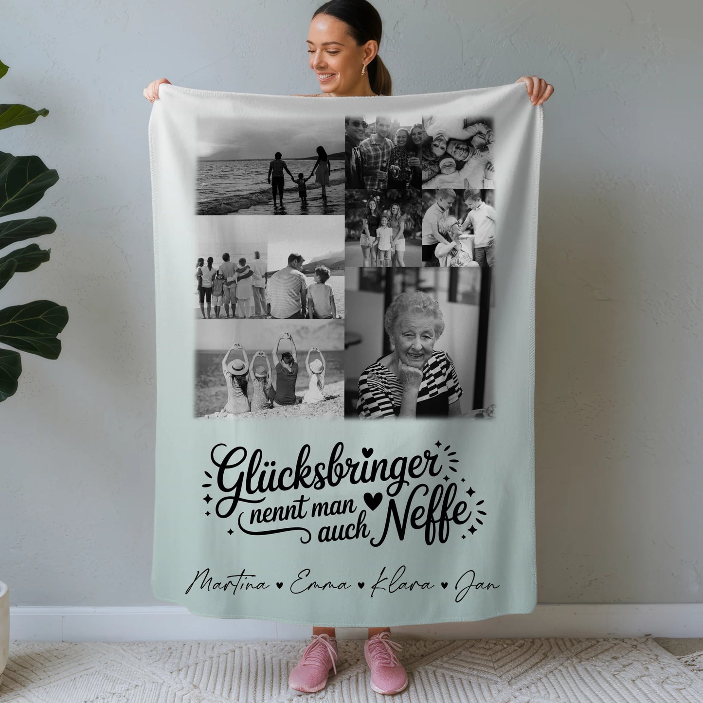 Personalisierte Kuscheldecke Mit Namen 9 Fotos Glücksbringer Bruder Schwarz-Weiß 1