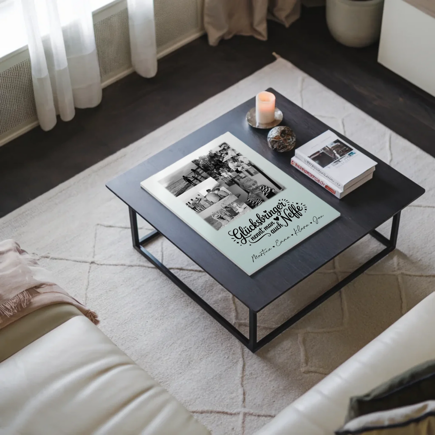 Personalisierbares Fotoboard Poster Magnetisch mit 9 Fotos Glücksbringer Bruder Schwarz-Weiß 9