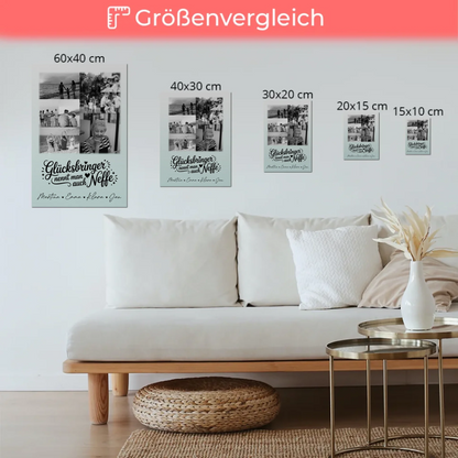 Personalisierbares Fotoboard Poster Magnetisch mit 9 Fotos Glücksbringer Bruder Schwarz-Weiß