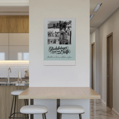 Personalisierbares Fotoboard Poster Magnetisch mit 9 Fotos Glücksbringer Bruder Schwarz-Weiß