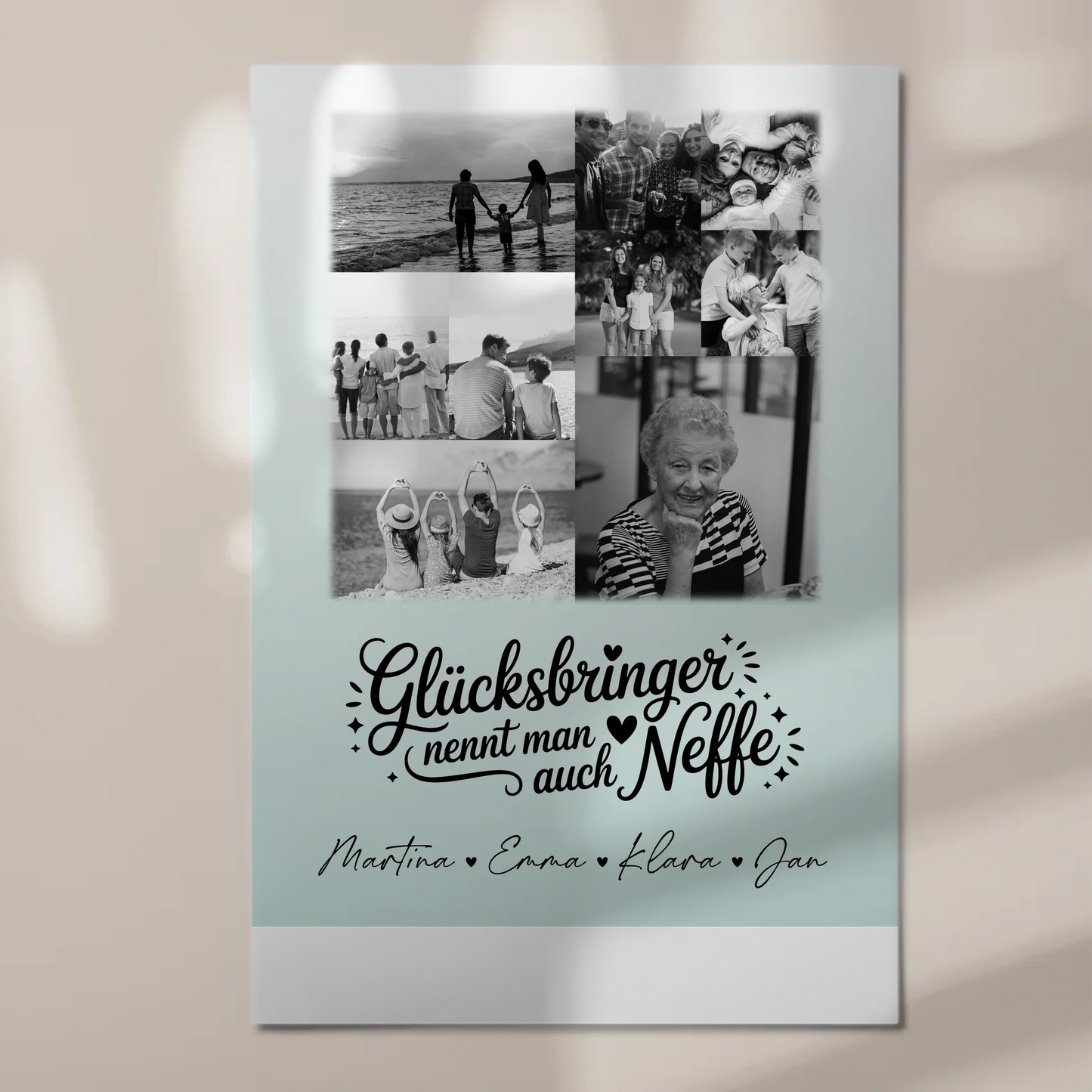 Personalisierbares Fotoboard Poster Magnetisch mit 9 Fotos Glücksbringer Bruder Schwarz-Weiß 1