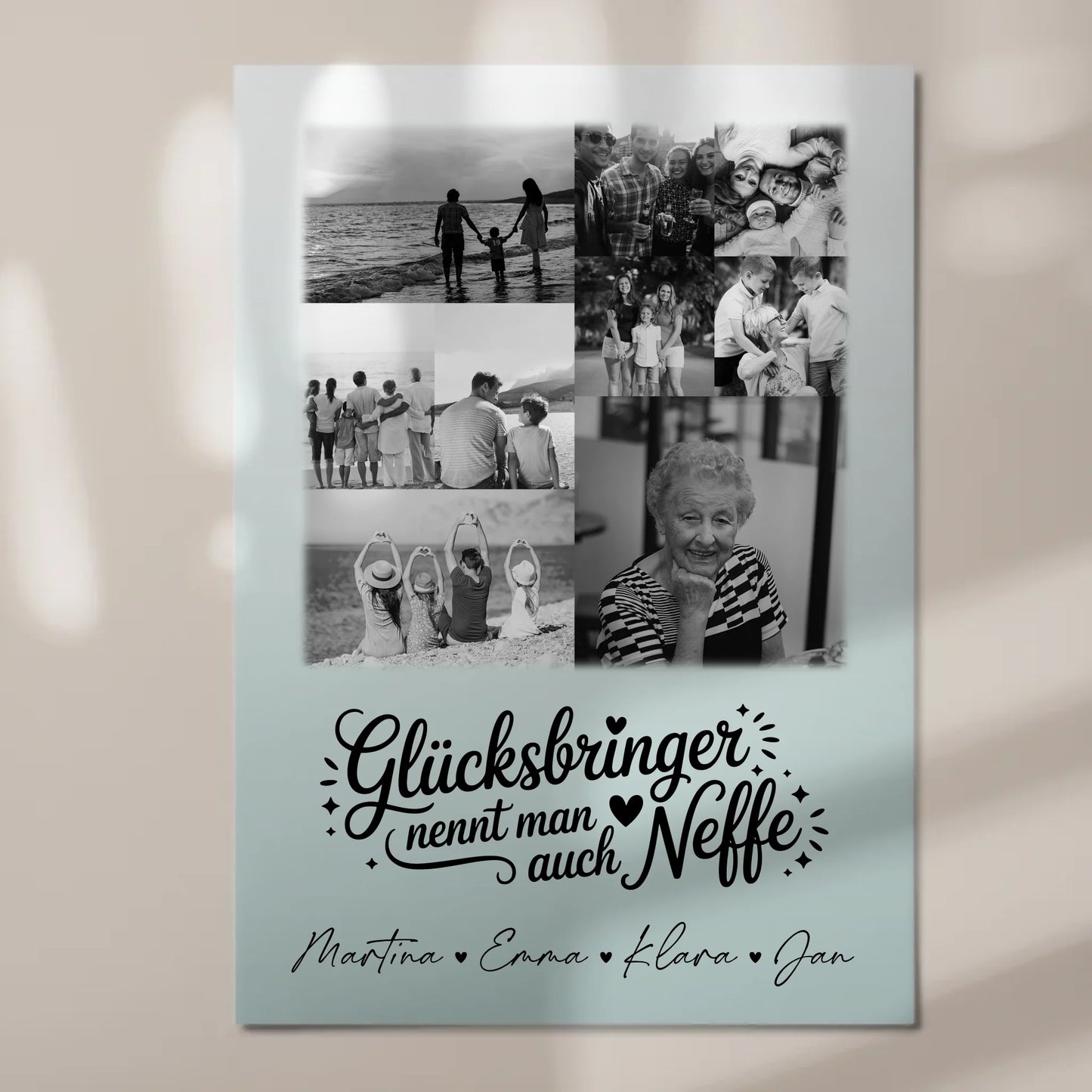 Personalisierbares Fotoboard Poster Magnetisch mit 9 Fotos Glücksbringer Bruder Schwarz-Weiß 7