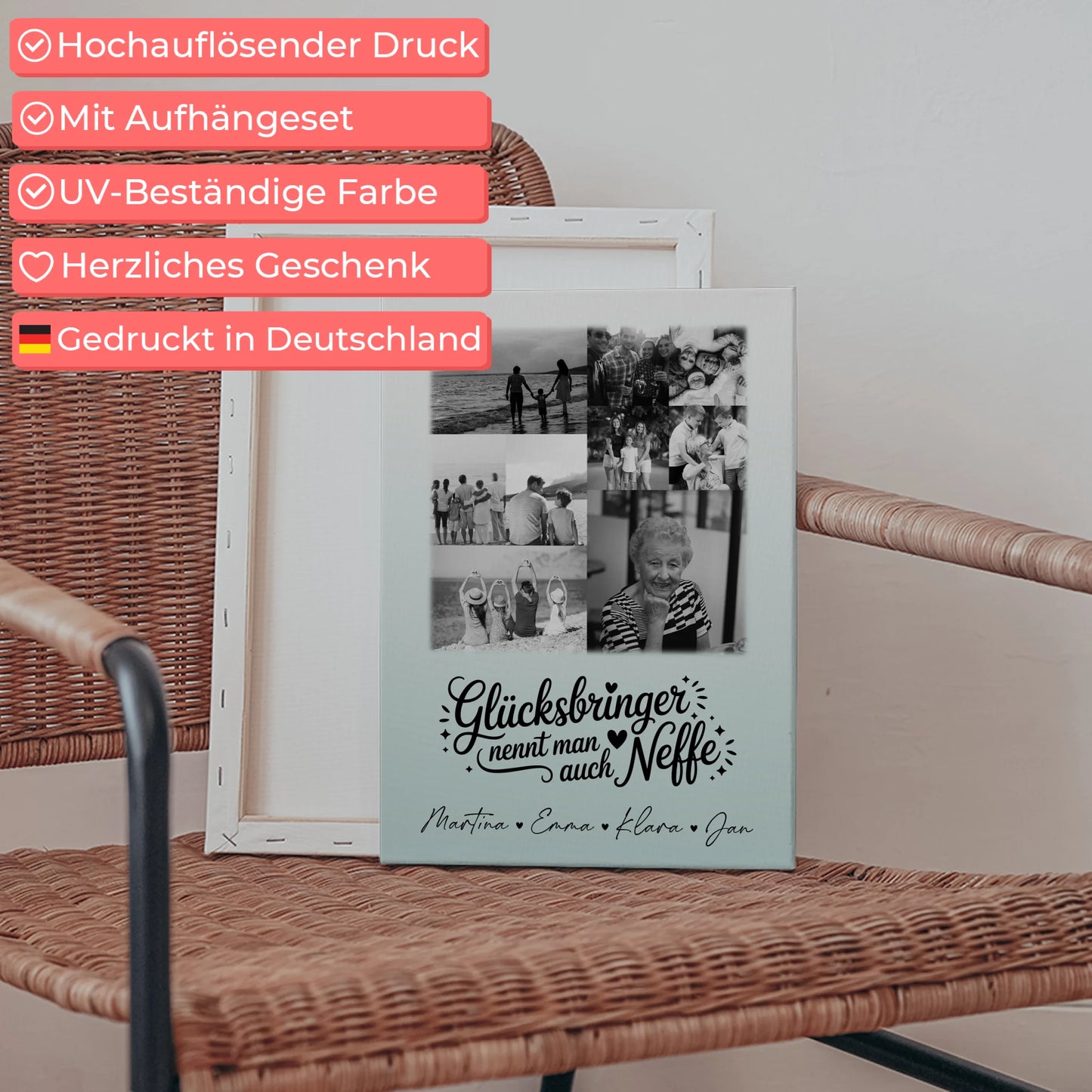 Leinwand Collagen Erstellen mit 9 Fotos Glücksbringer Bruder Schwarz-Weiß 5