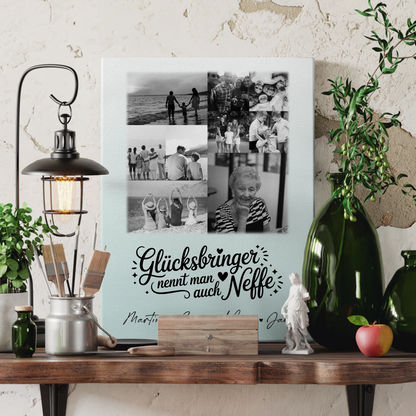 Leinwand Collagen Erstellen mit 9 Fotos Glücksbringer Bruder Schwarz-Weiß 3