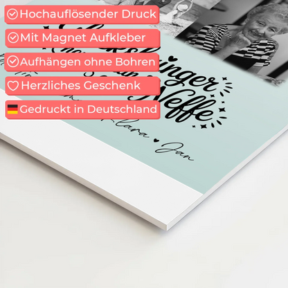 Personalisierbares Fotoboard Poster Magnetisch mit 9 Fotos Glücksbringer Bruder Schwarz-Weiß