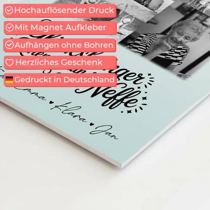 Personalisierbares Fotoboard Poster Magnetisch mit 9 Fotos Glücksbringer Bruder Schwarz-Weiß 10