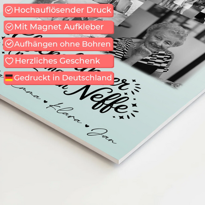 Personalisierbares Fotoboard Poster Magnetisch mit 9 Fotos Glücksbringer Bruder Schwarz-Weiß