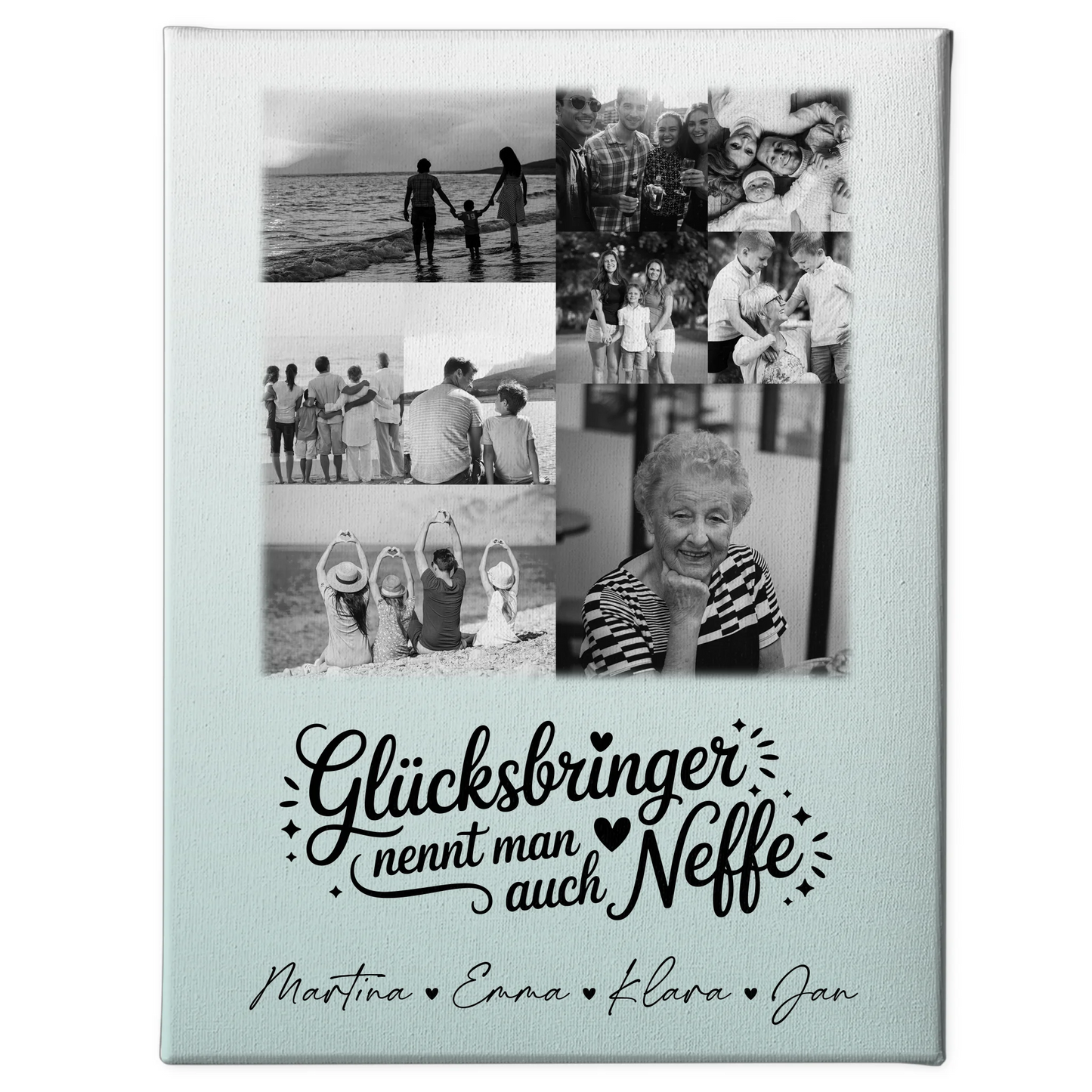 Leinwand Collagen Erstellen mit 9 Fotos Glücksbringer Bruder Schwarz-Weiß 1