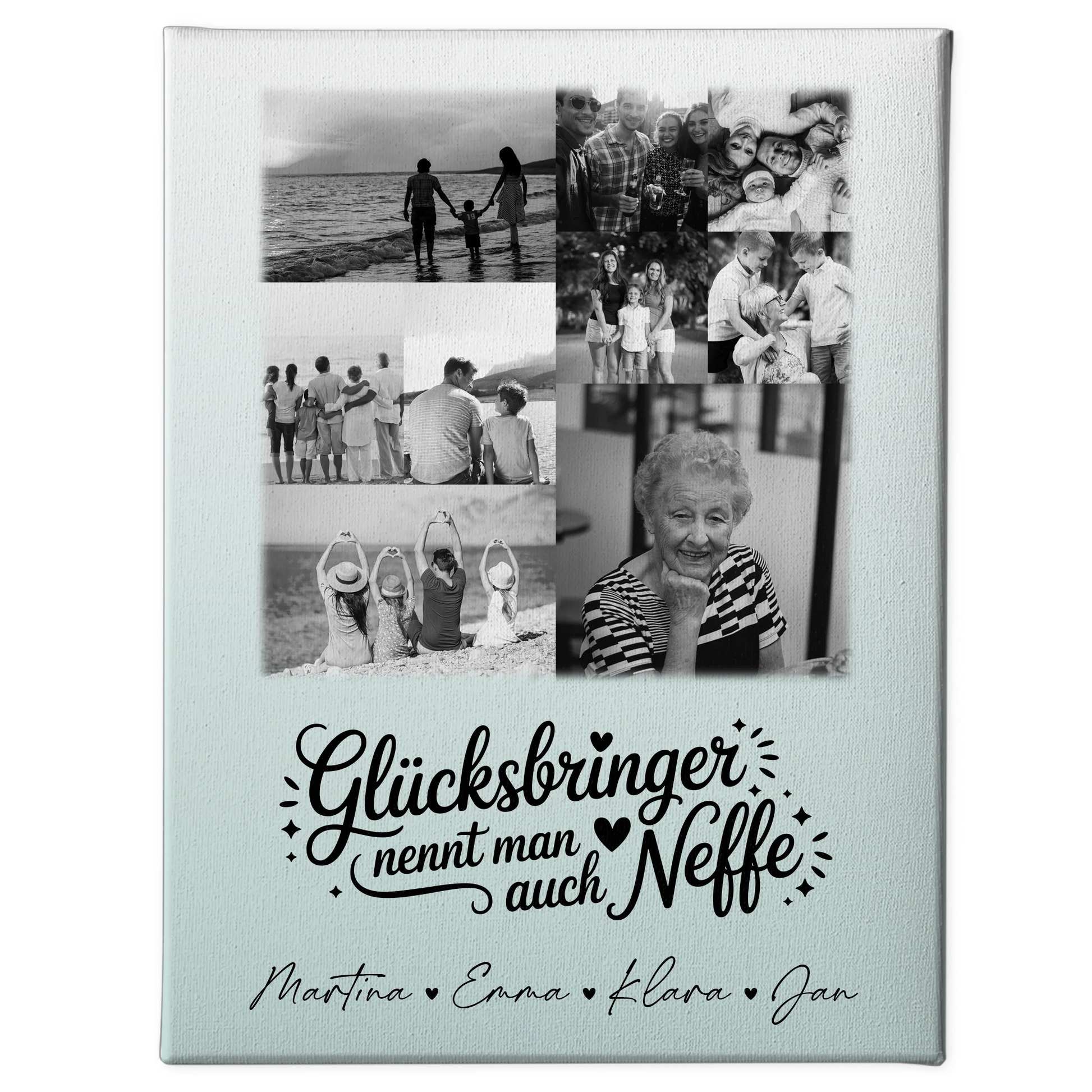 Leinwand Collagen Erstellen mit 9 Fotos Glücksbringer Bruder Schwarz-Weiß 1