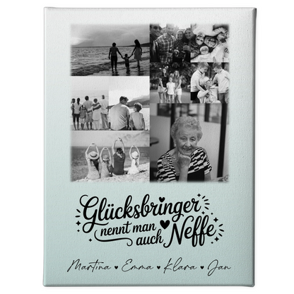 Leinwand Collagen Erstellen mit 9 Fotos Glücksbringer Bruder Schwarz-Weiß 1