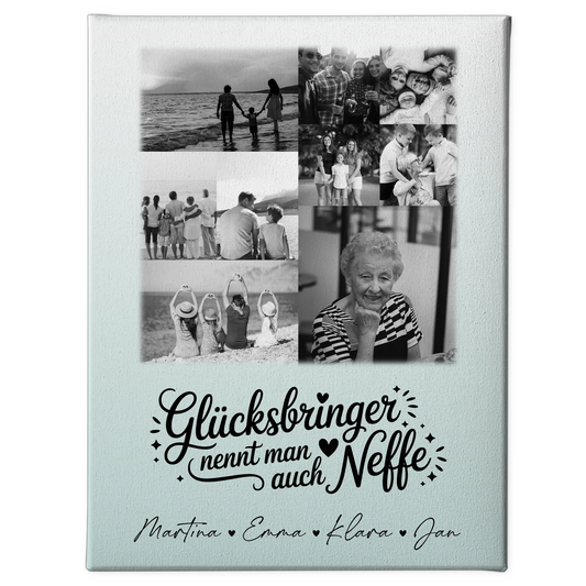 Leinwand Collagen Erstellen mit 9 Fotos Glücksbringer Bruder Schwarz-Weiß 1