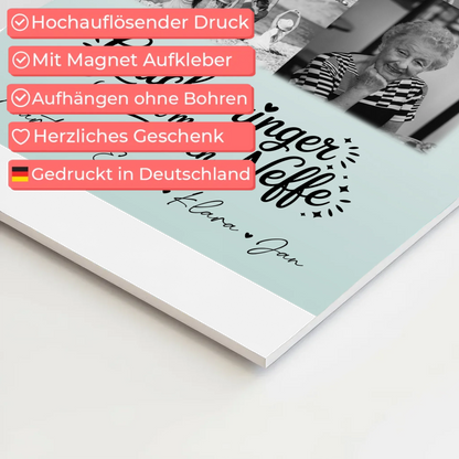 Personalisierbares Fotoboard Poster Magnetisch mit 9 Fotos Glücksbringer Bruder Schwarz-Weiß