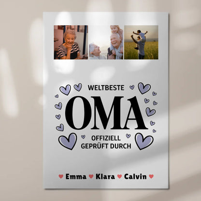 Oma Plakat Oma Fotocollage Weltbeste Oma Offiziell Geprüft Durch personalisiert