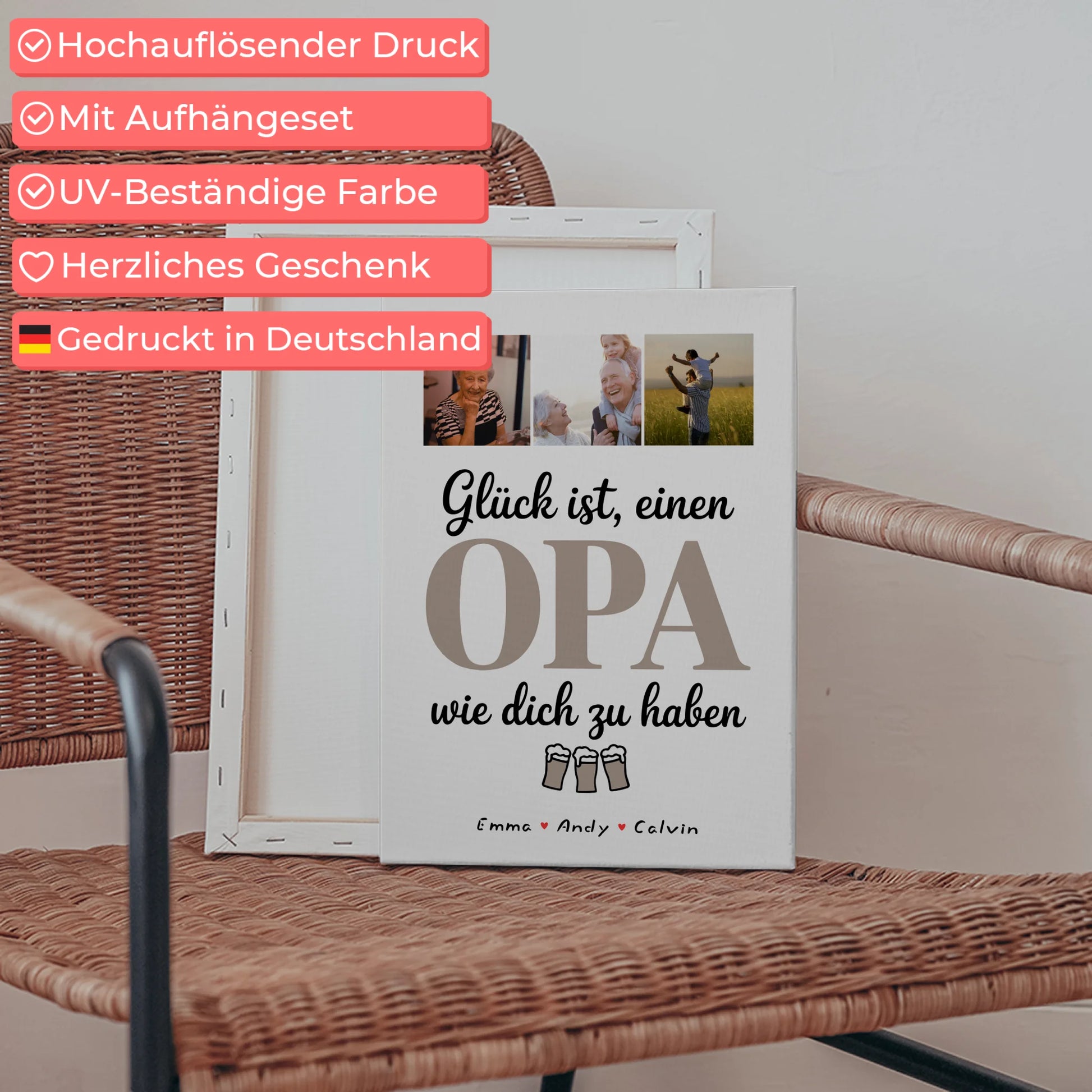 Leinwand Personalisiert Opa Fotocollage Glück Ist einen Opa Wie Dich Zu Haben 5
