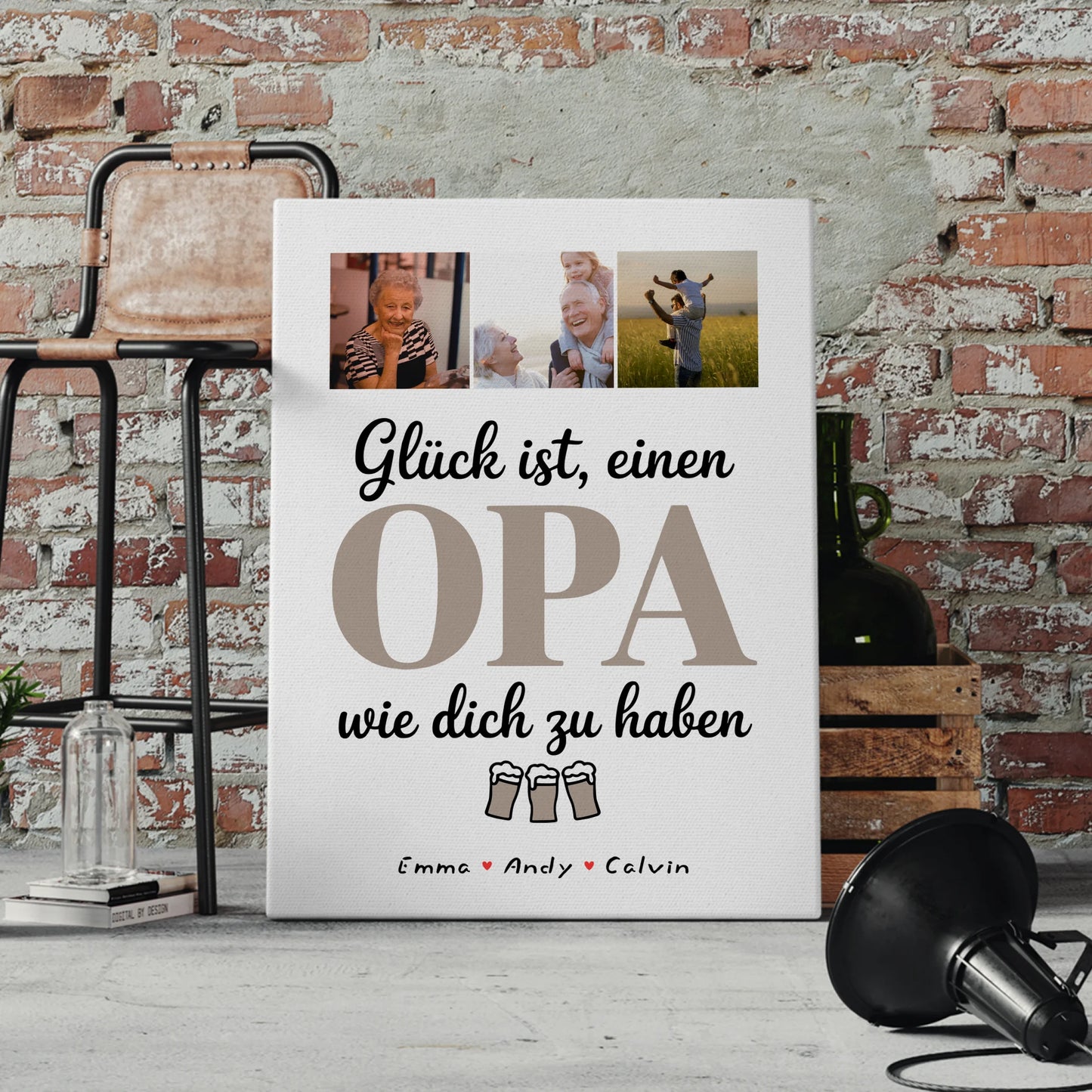 Leinwand Personalisiert Opa Fotocollage Glück Ist einen Opa Wie Dich Zu Haben 4