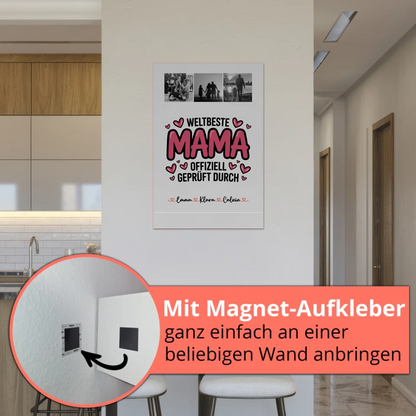 Mama Plakat mit Fotocollage für Mama Weltbeste Mama Offiziell Geprüft Durch 5
