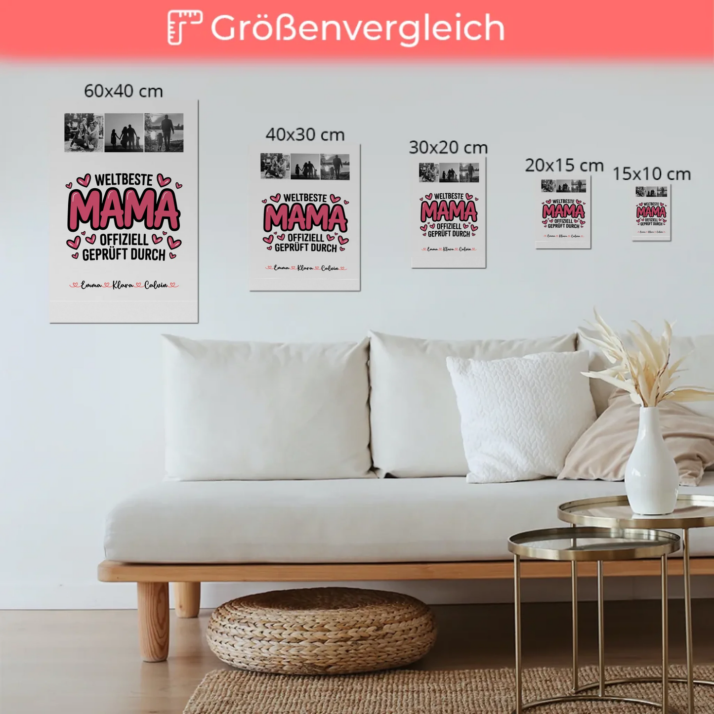 Mama Plakat mit Fotocollage für Mama Weltbeste Mama Offiziell Geprüft Durch 6