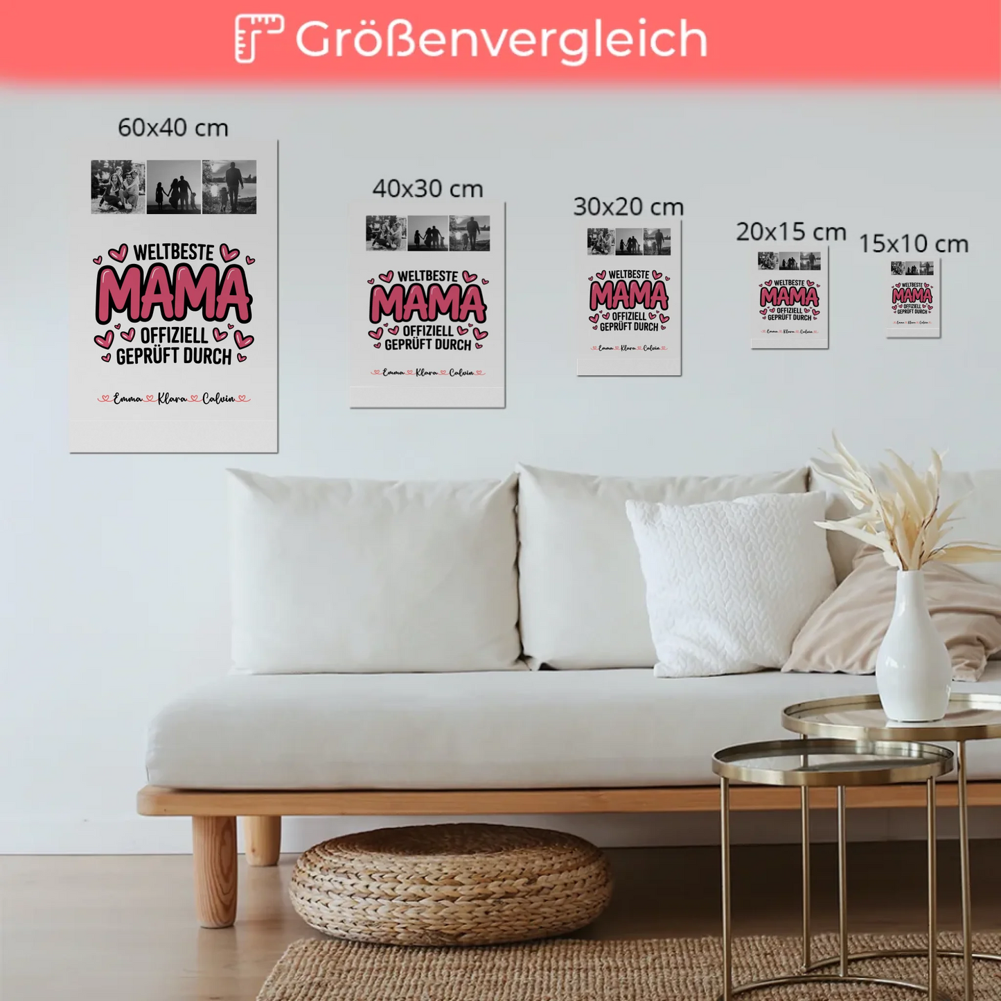 Mama Plakat Fotocollage für Mama Weltbeste Mama Offiziell Geprüft Durch