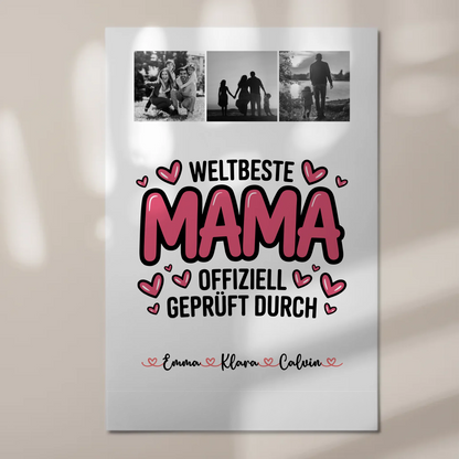 Mama Plakat Fotocollage für Mama Weltbeste Mama Offiziell Geprüft Durch