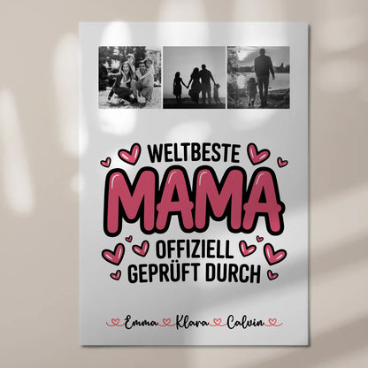 Mama Plakat Fotocollage für Mama Weltbeste Mama Offiziell Geprüft Durch