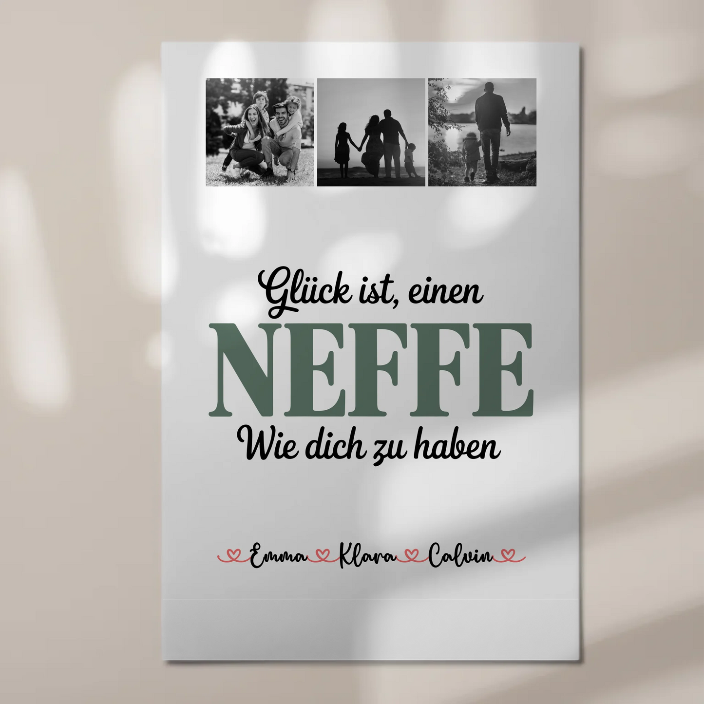 Magnetposter Fotoboard Geschenk - Fotocollage Neffe: Glück ist, einen Neffen wie dich zu haben