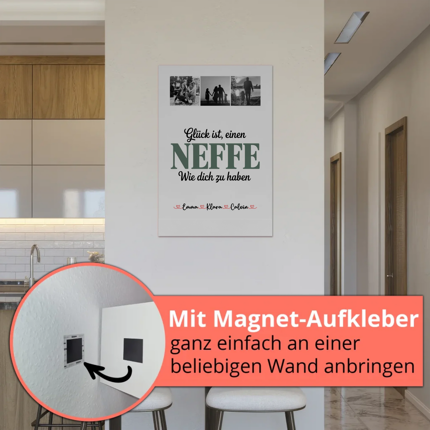 Magnetposter Fotoboard Geschenk - Fotocollage Neffe: Glück ist, einen Neffen wie dich zu haben