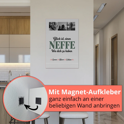 Magnetposter Fotoboard Geschenk - Fotocollage Neffe: Glück ist, einen Neffen wie dich zu haben