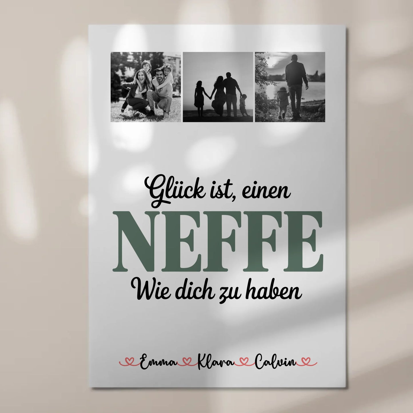 Magnetposter Fotoboard Geschenk - Fotocollage Neffe: Glück ist, einen Neffen wie dich zu haben
