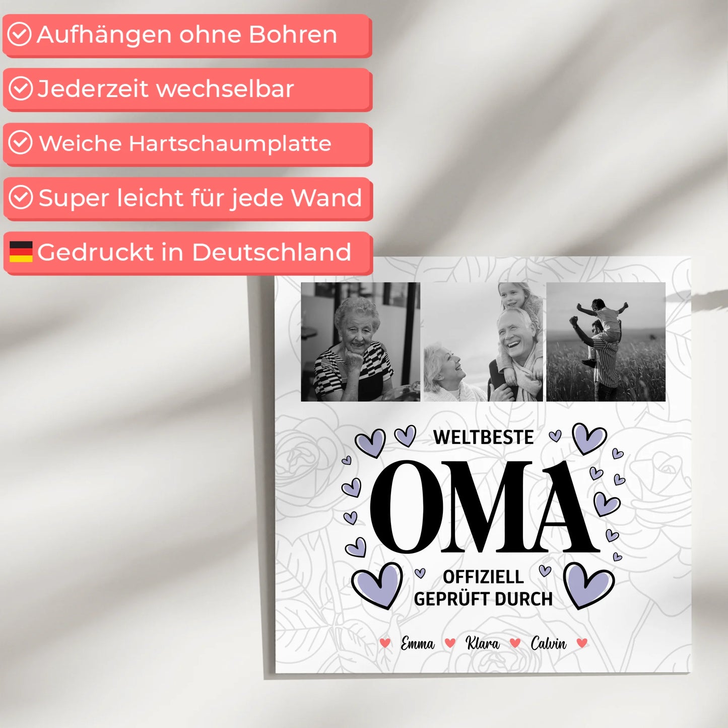 Wandbild Oma Oma Fotocollage Weltbeste Oma Offiziell Geprüft Durch