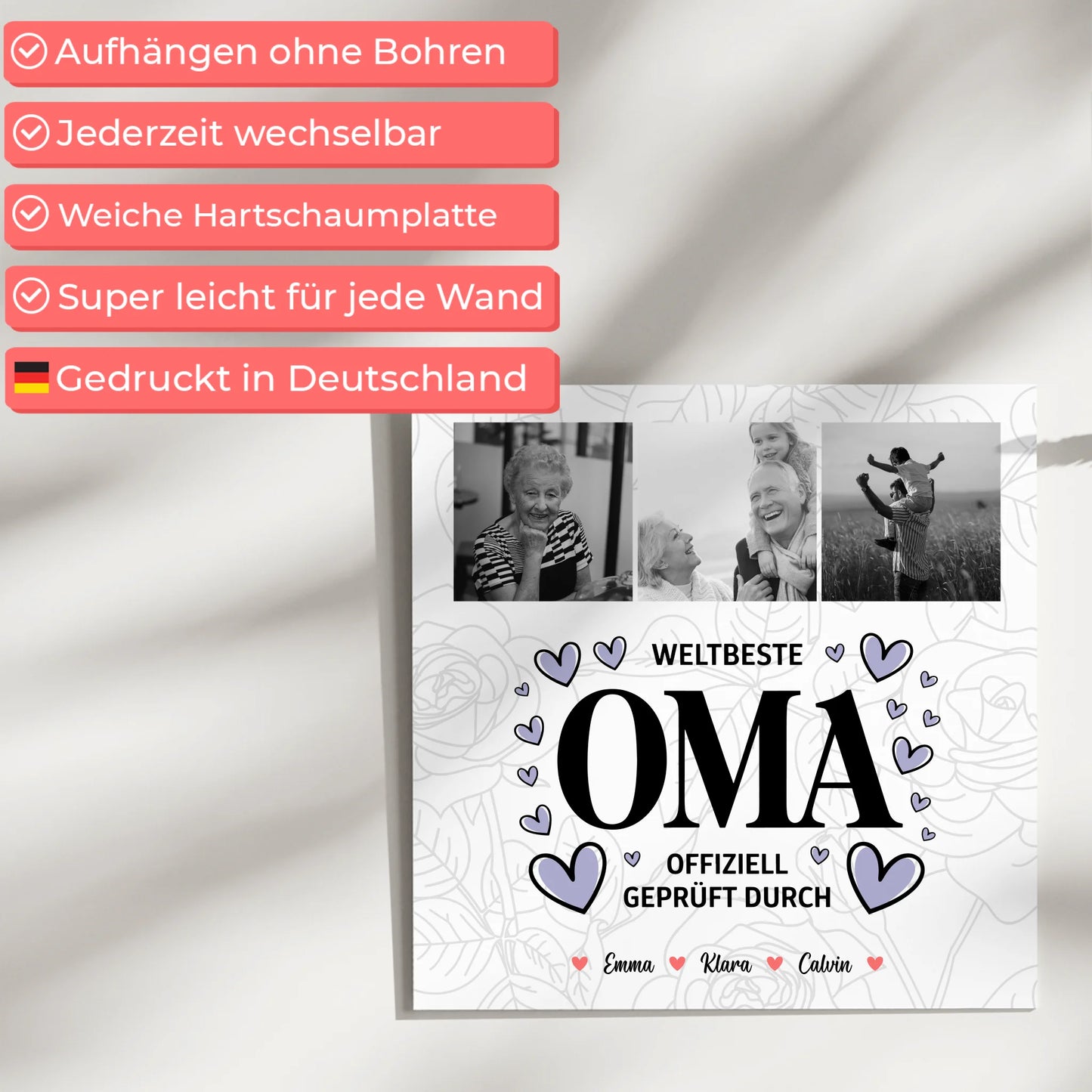 Wandbild Oma Oma Fotocollage Weltbeste Oma Offiziell Geprüft Durch