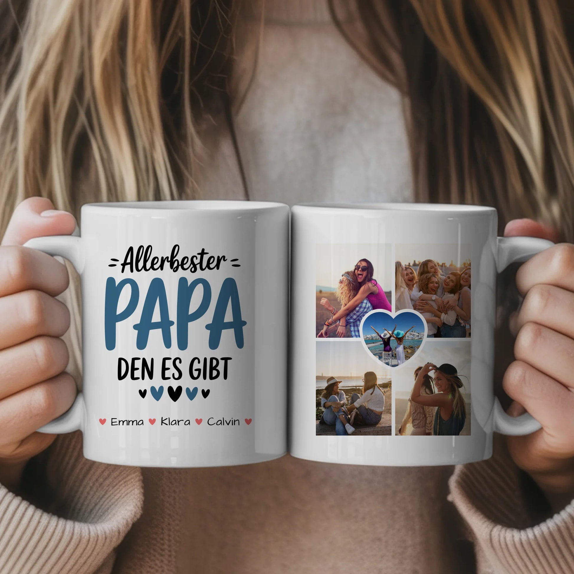 Vater Tochter Tasse Personalisiert mit Fotocollage Geschenk für Papa Individuell bedruckt 1