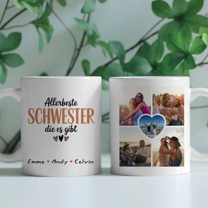 Tasse Beste Schwester Der Welt personalisiert mit Fotocollage Geschenk Schwester 2