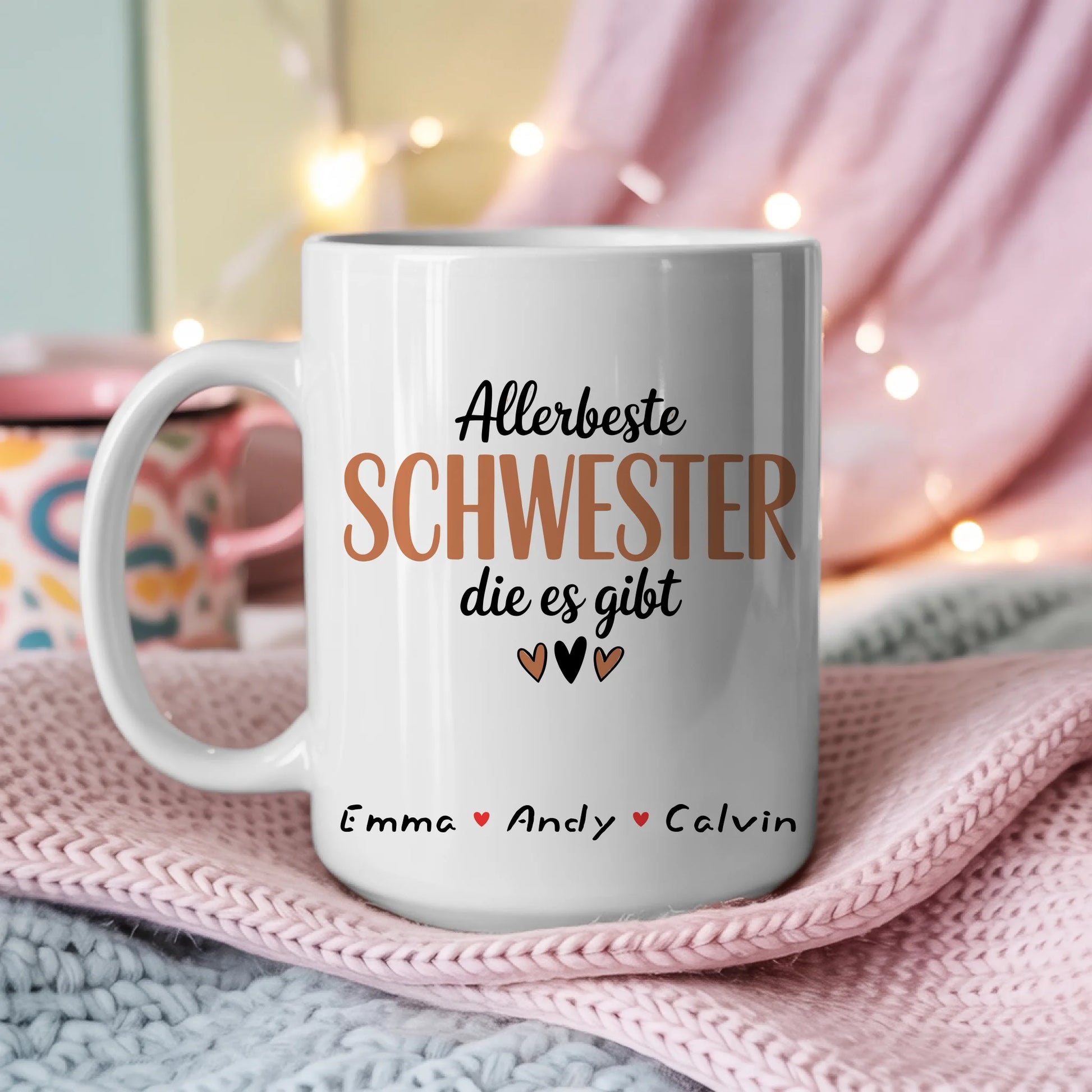 Tasse Beste Schwester Der Welt personalisiert mit Fotocollage Geschenk Schwester 3