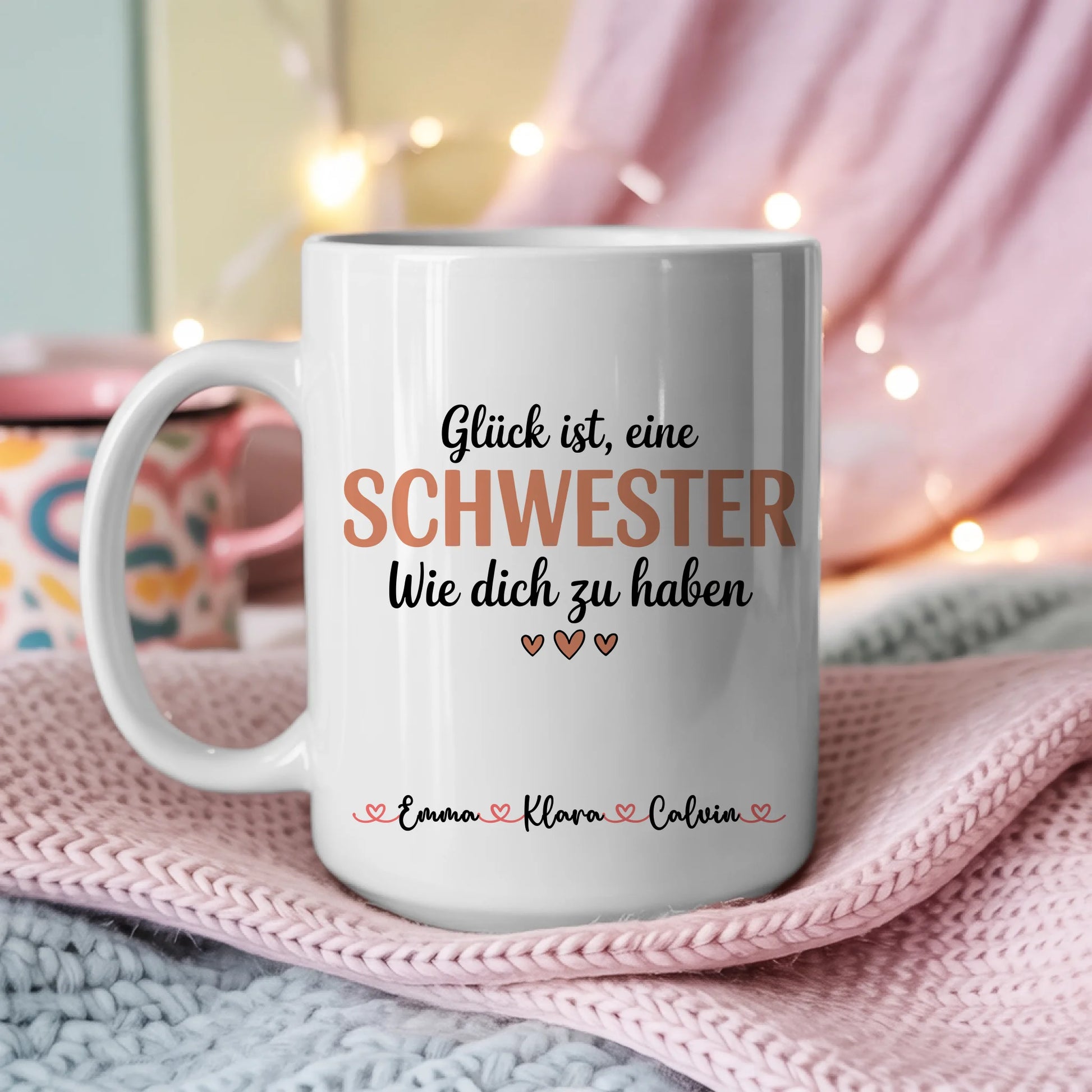 Seelenschwester Tasse personalisiert Geschenk für Schwester mit Namen und Spruch 3