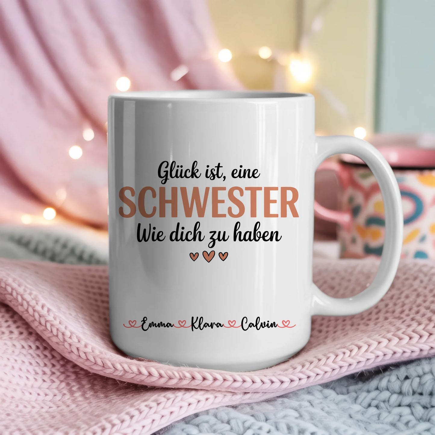 Seelenschwester Tasse personalisiert Geschenk für Schwester mit Namen und Spruch 4
