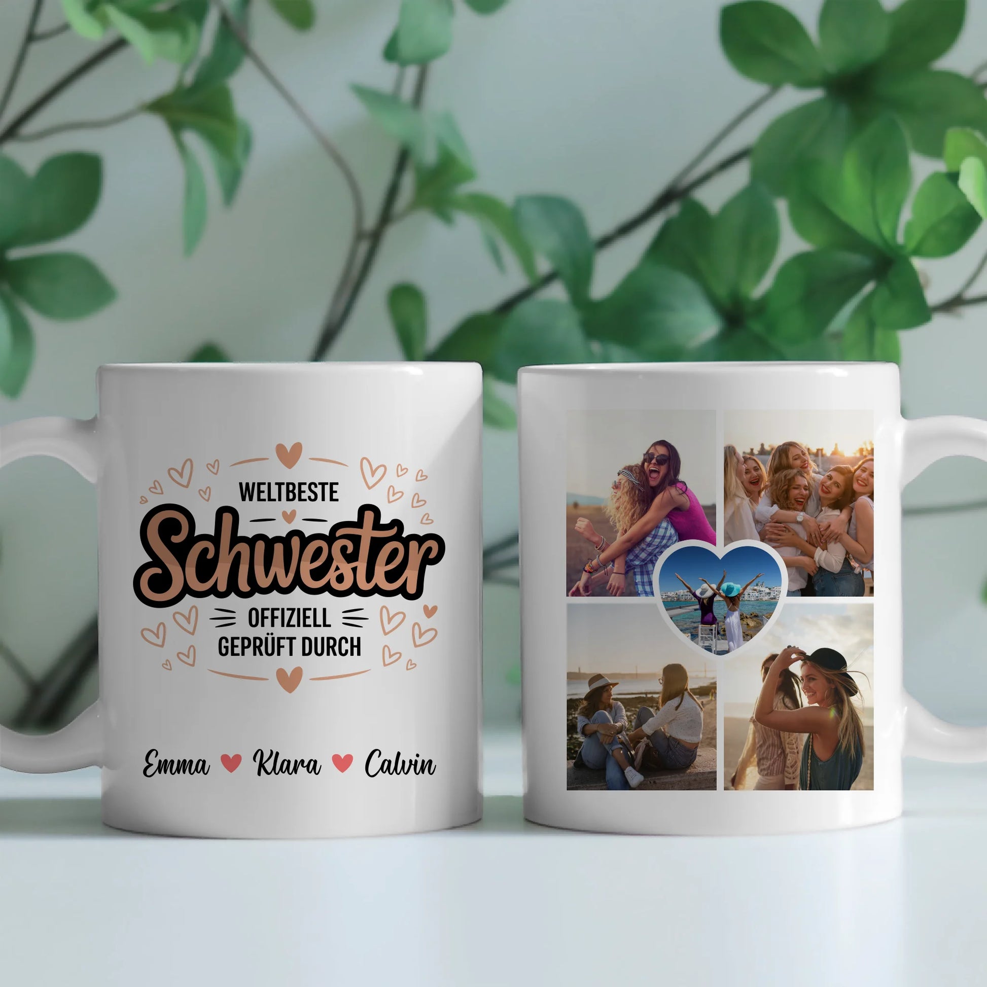 Tasse Schwesterherz personalisiert mit Fotocollage Geschenkidee für Schwester und Familie 2