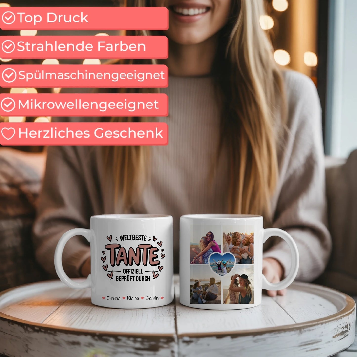 Personalisierte Tasse Mit Namen Tante Fotocollage Geschenkidee für Familie und Freunde 6