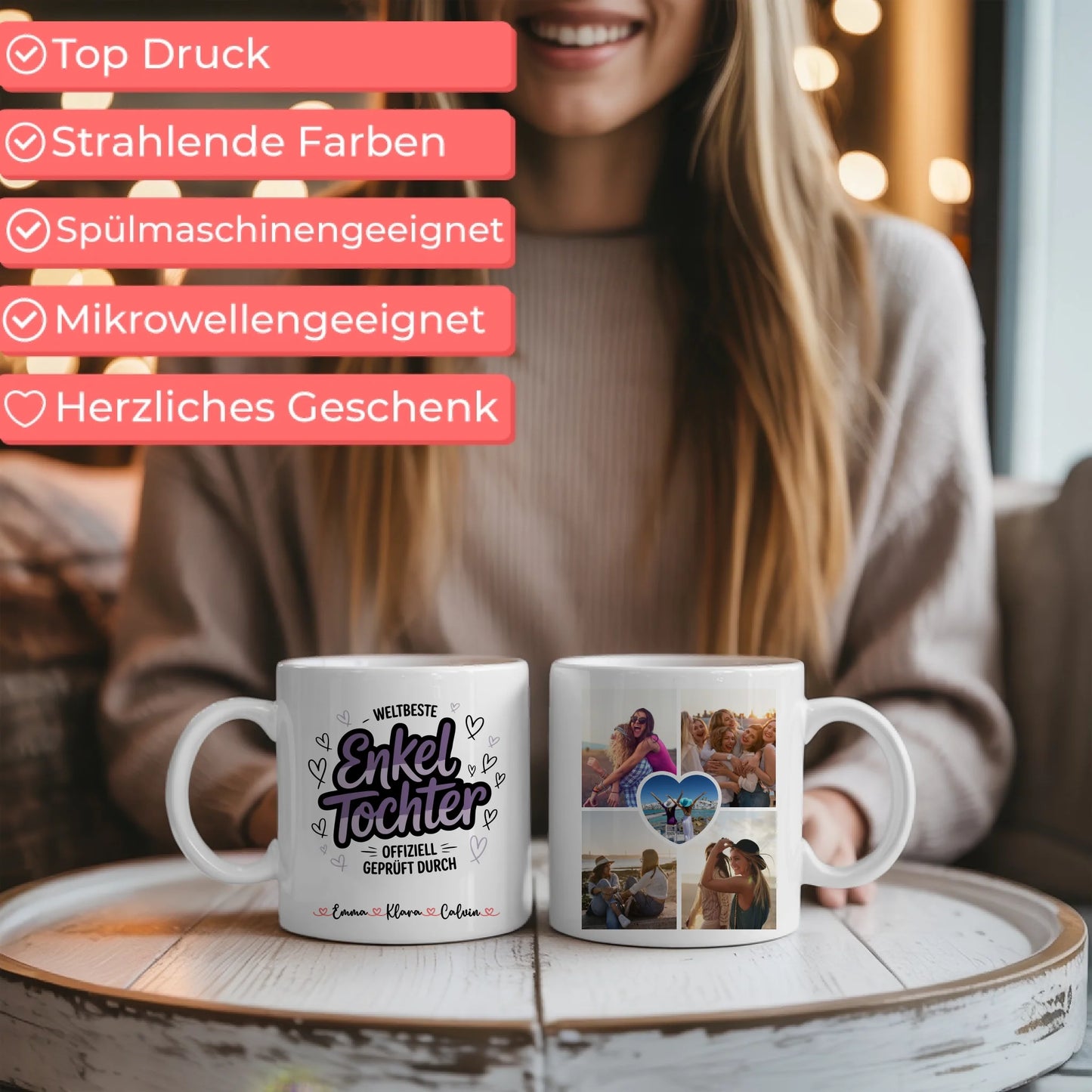 Tasse Mit Name personalisiert Geschenk Enkeltochter Fotocollage individuelle Fototasse 6