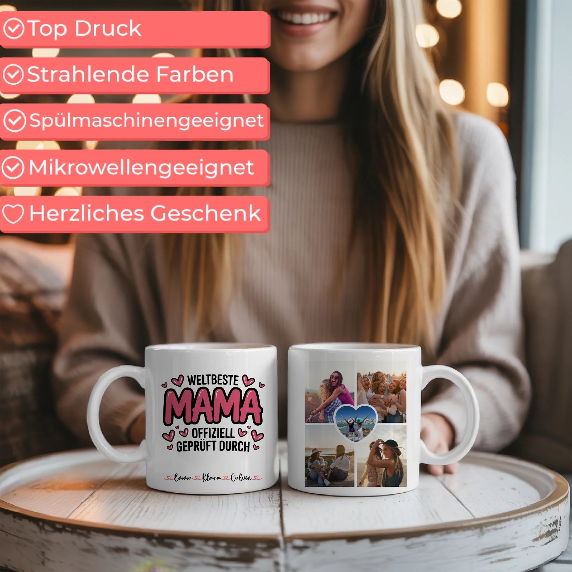 Tasse Mutter Tochter personalisiert Mama Geschenk Fotocollage mit Namen 6