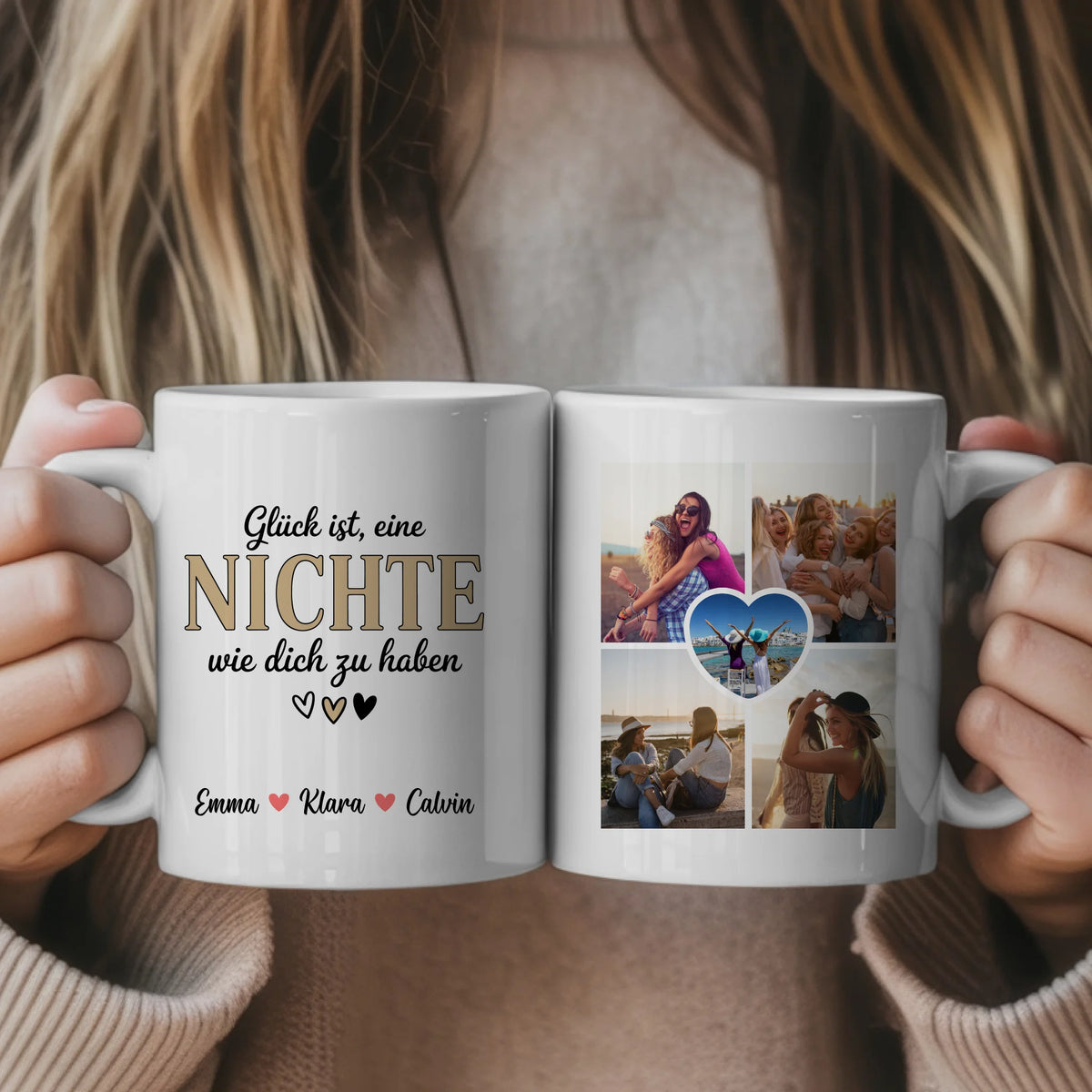 🎁 Ausgefallene Tasse mit Namen & Fotos