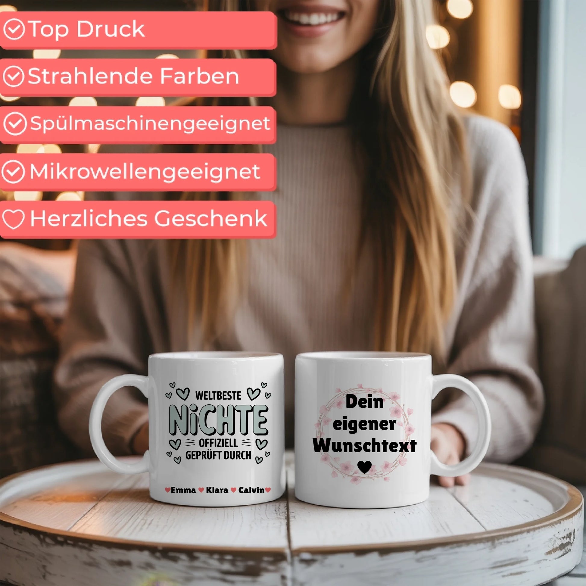 Personalisierte Tasse Mit Namen Nichte mit Wunschtext Geschenkidee für Mädchen und Familie 6