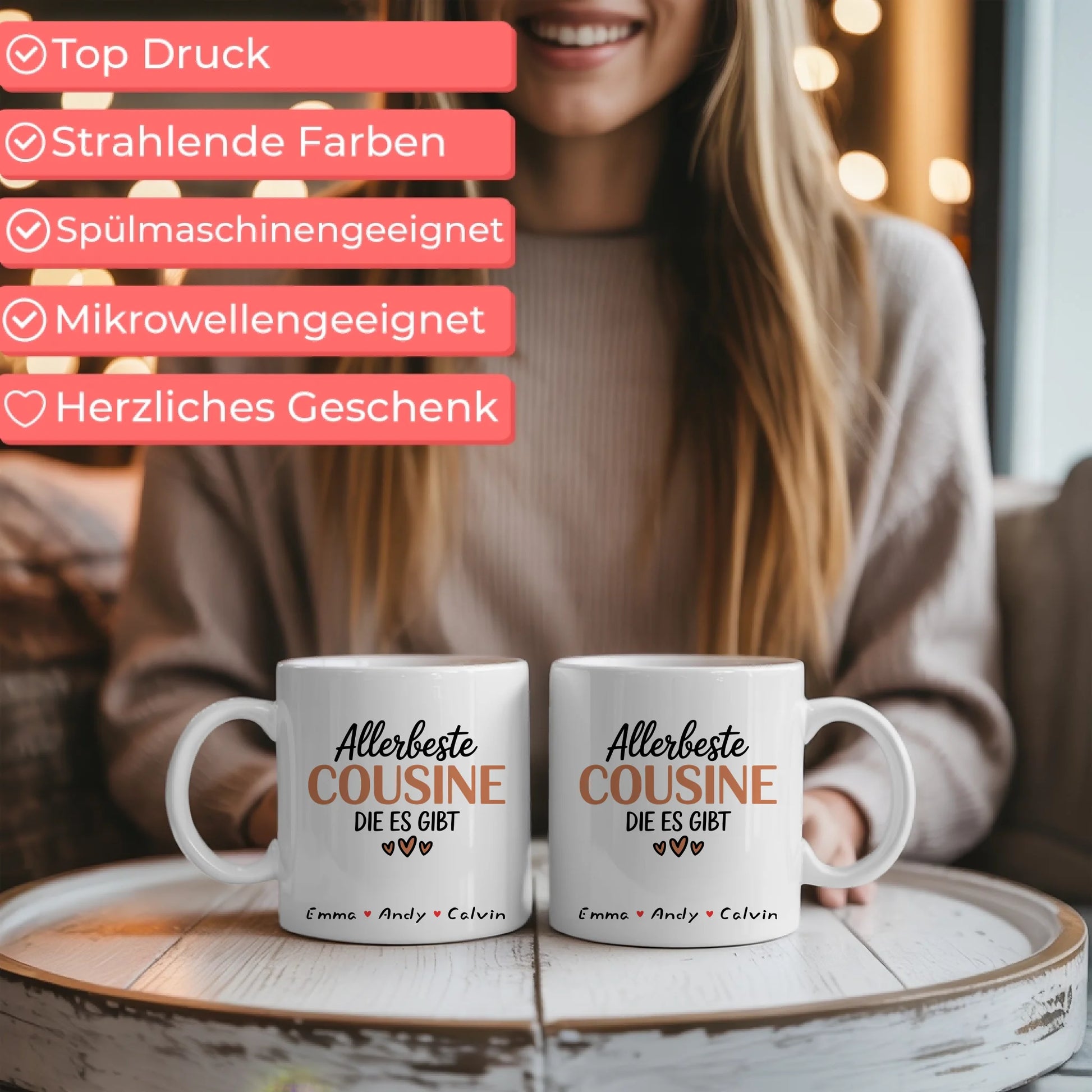 Ausgefallene Tassen Mit Namen Cousine Personalisiertes Geschenk für besondere Freundinnen 6