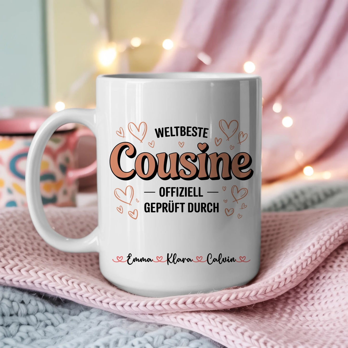 Tasse Mit Namen Und Spruch Cousine personalisiert Geschenk mit Wunschtext individuell gestalten 3