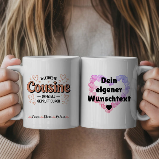 Tasse Mit Namen Und Spruch Cousine personalisiert Geschenk mit Wunschtext individuell gestalten 1