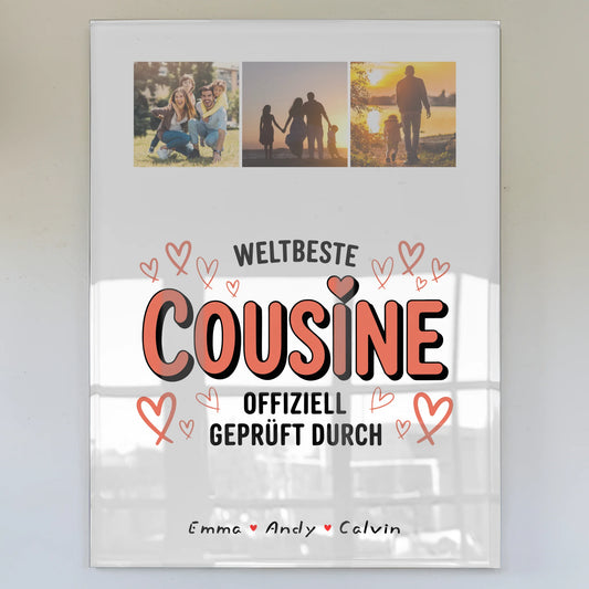 Acrylglas Mit Foto Cousine Fotocollage Weltbeste Cousine Offiziell Geprüft Durch Geschenk 1