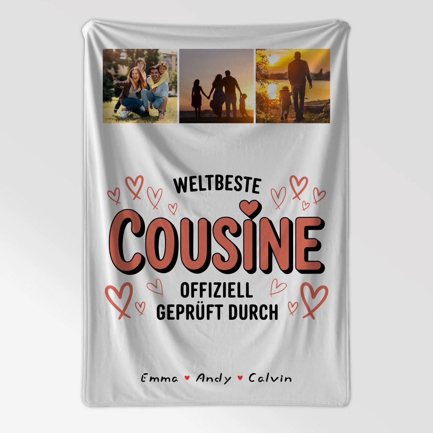Personalisierte Decke Mit Namen für die Weltbeste Cousine Fotocollage Offiziell Geprüft Durch 7