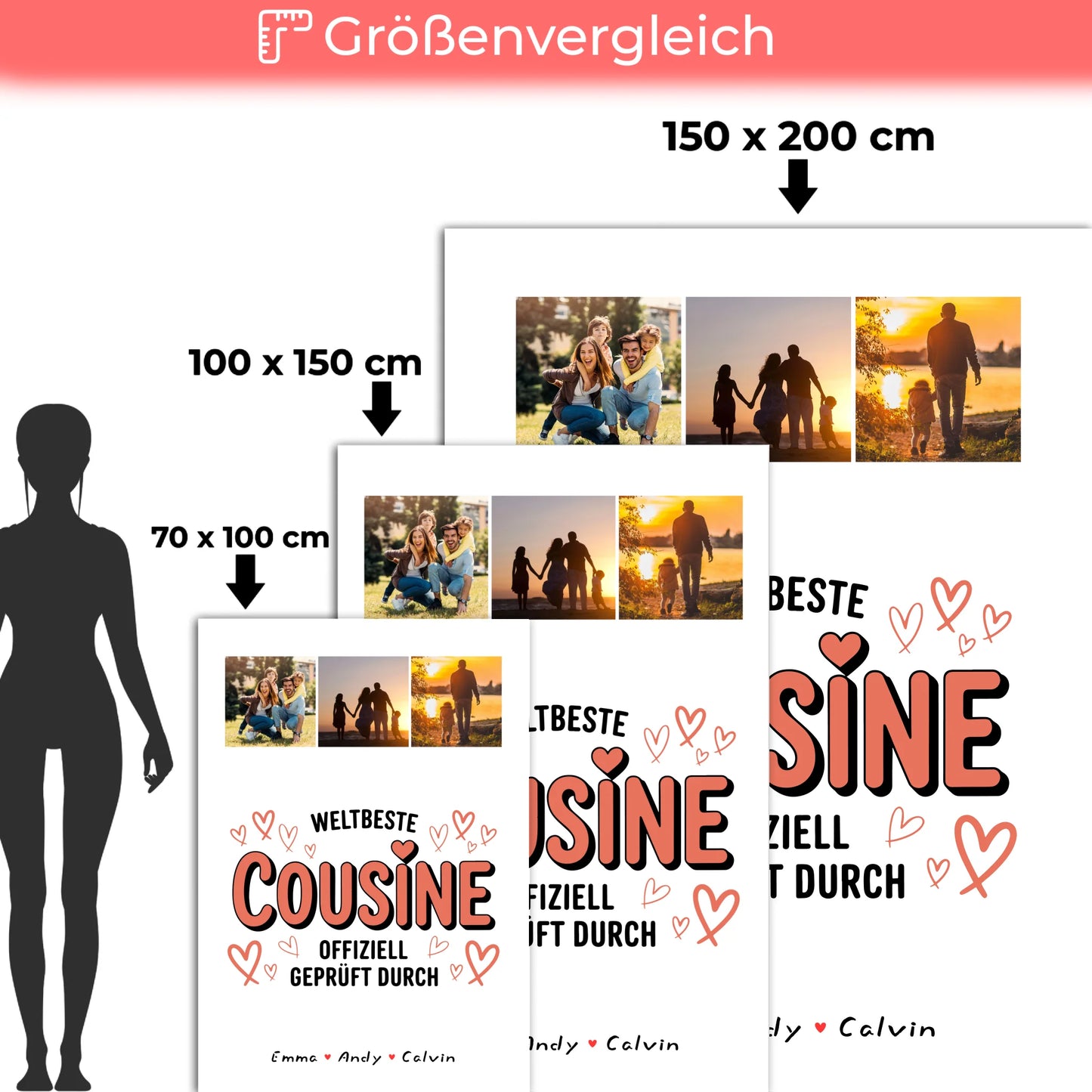 Personalisierte Decke Mit Namen für die Weltbeste Cousine Fotocollage Offiziell Geprüft Durch 5