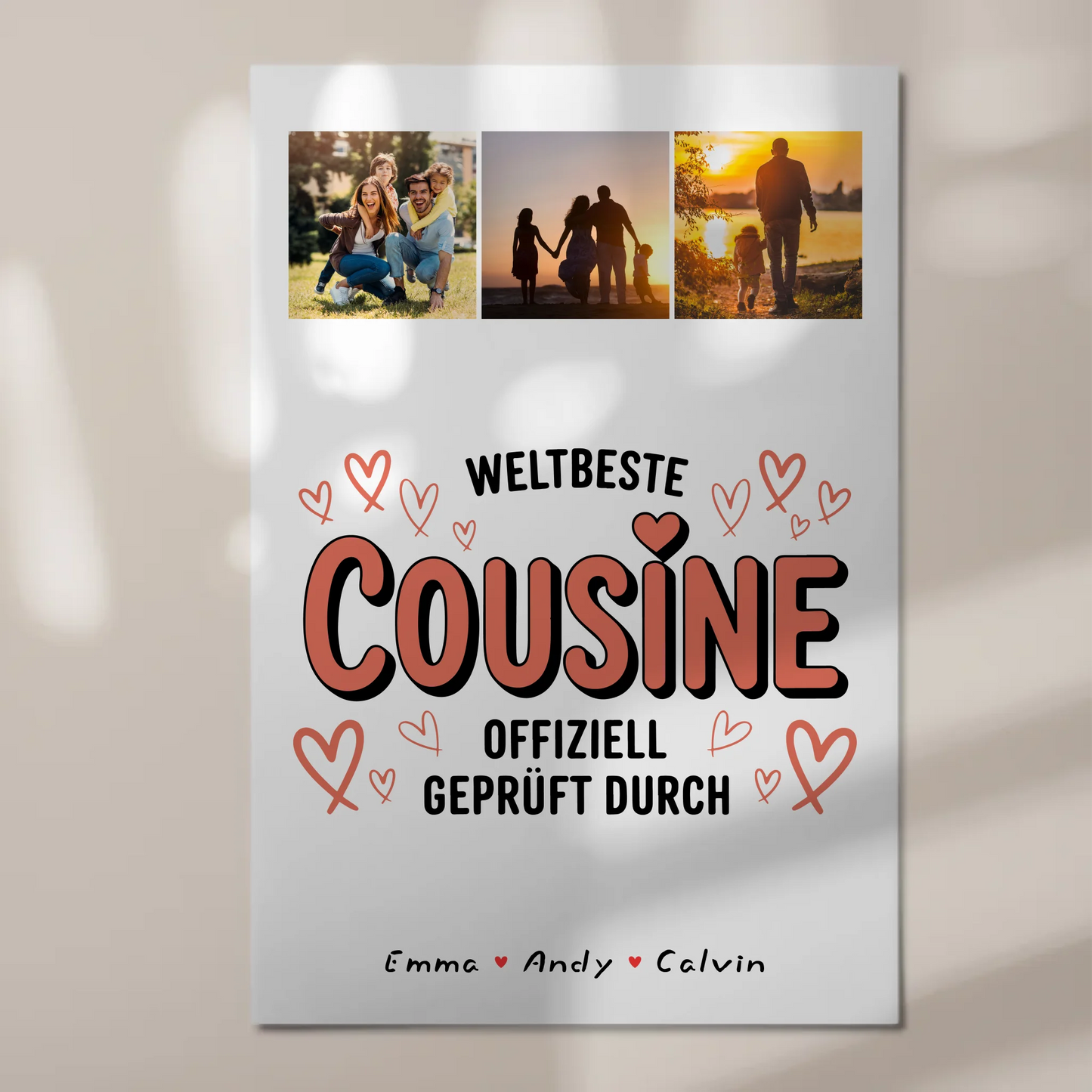 Personalisierte Fotoboard Poster Magnetisch für Cousine mit Weltbeste Cousine Fotocollage Offiziell Geprüft Durch 1