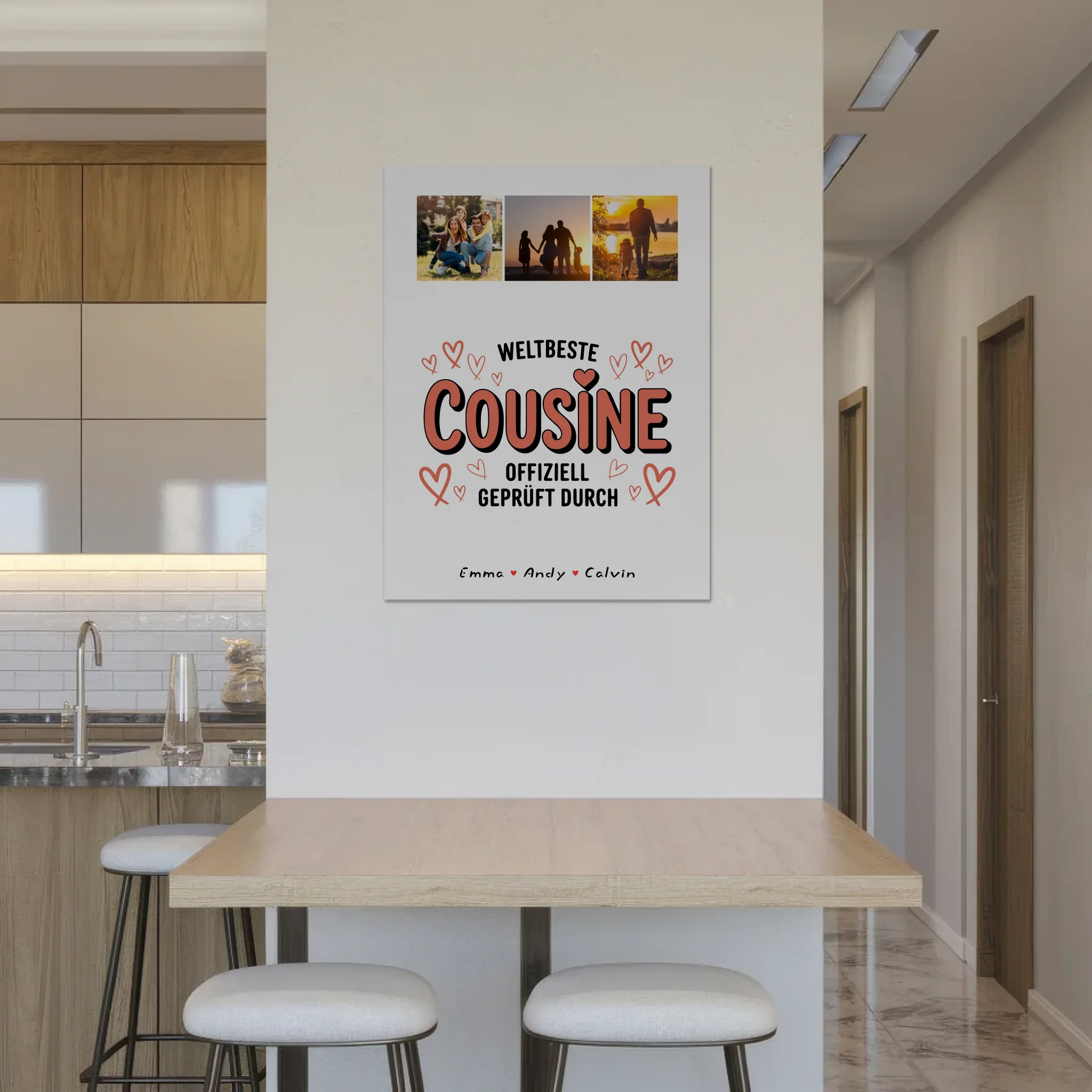 Personalisierte Fotoboard Poster Magnetisch für Cousine mit Weltbeste Cousine Fotocollage Offiziell Geprüft Durch 8