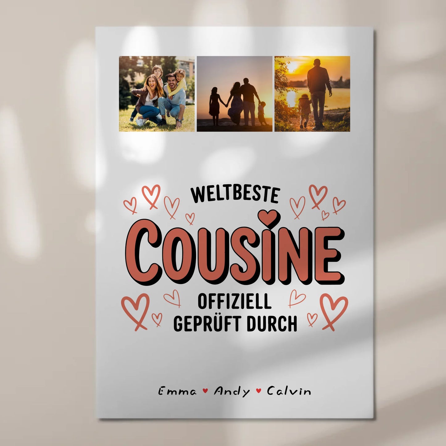 Personalisierte Fotoboard Poster Magnetisch für Cousine mit Weltbeste Cousine Fotocollage Offiziell Geprüft Durch 7